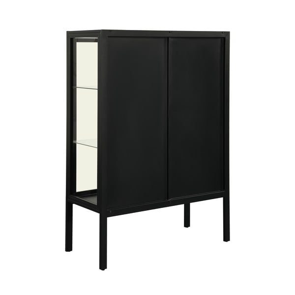 Vitrină cu două uși Støraa Alva, înălțime 140 cm, negru-image-4