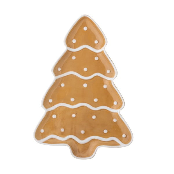 Farfurie maro deschis pentru servire din ceramică  cu model de Crăciun Ginnie – Bloomingville