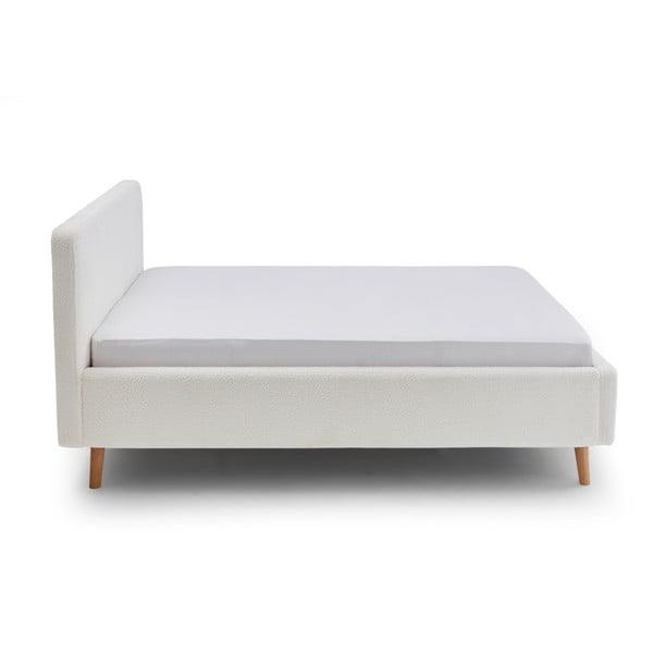 Pat matrimonial alb tapițat cu spațiu de depozitare cu somieră 160x200 cm Mattis – Meise Möbel-image-4