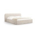Pat matrimonial bej tapițat cu spațiu de depozitare cu somieră 160x200 cm Elizabeth – Micadoni 