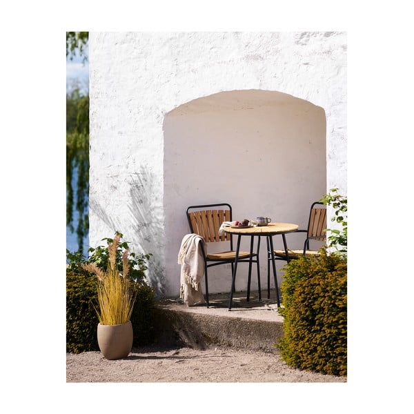 Scaune de grădină în culoare naturală 2 buc. din lemn masiv/din metal Cleveland – House Nordic-image-2