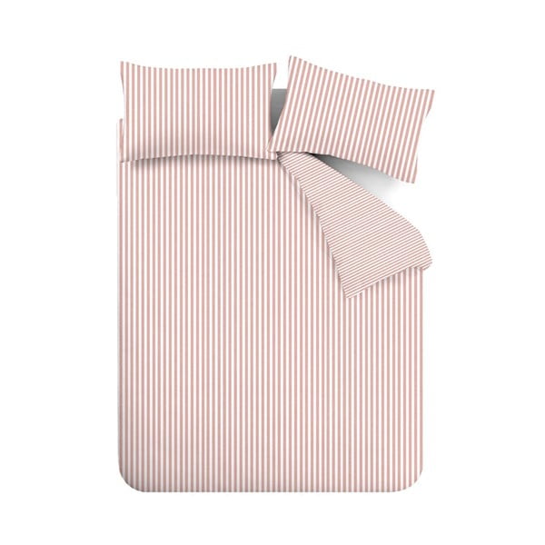 Lenjerie de pat roz din flanelă pentru pat de o persoană 135x200 cm Stripe – Catherine Lansfield