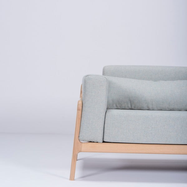 Canapea cu structură din lemn de stejar Gazzda Fawn, 180 cm, albastru - gri-image-3