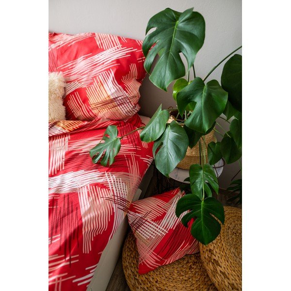 Lenjerie de pat roșie din bumbac pentru pat de o persoană 140x200 cm LP Dita Red – Cotton House-image-3