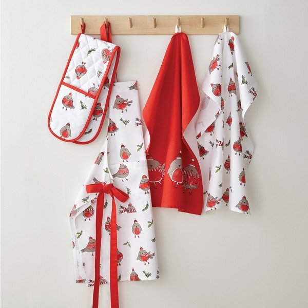 Prosoape de vase 2 buc. din bumbac 50x70 cm  cu model de Crăciun Christmas Robins – Catherine Lansfield-image-2