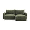 Colțar verde extensibil/cu spațiu de depozitare (cu colț pe partea dreaptă) Kalena – Makamii