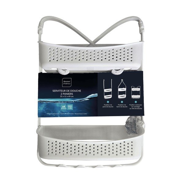 Raft pentru baie alb mat de agățat din plastic Vesper – douceur d'intérieur-image-4