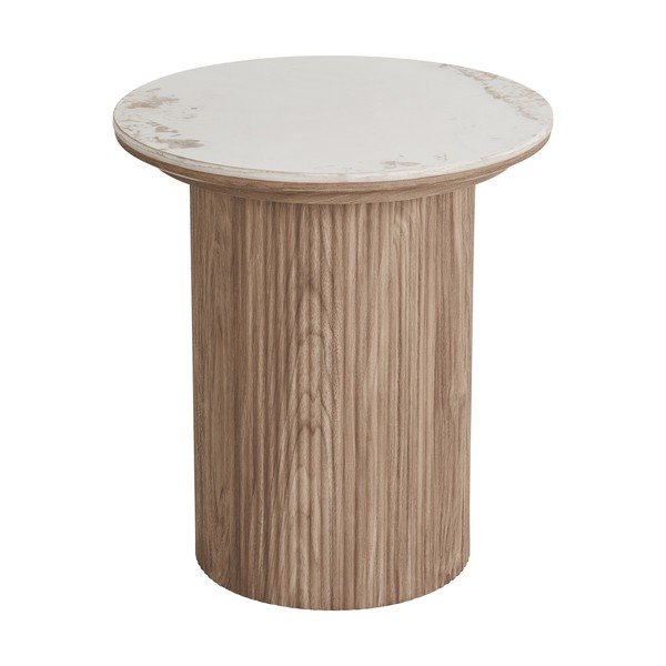 Măsuță auxiliară rotundă cu blat cu aspect de marmură ø 45 cm Athens – House Nordic