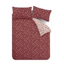 Lenjerie de pat roșie din flanelă pentru pat de o persoană 135x200 cm Grace Floral Leaf – Catherine Lansfield