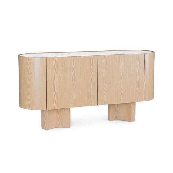 Comodă în culoare naturală deschisă cu aspect de lemn de stejar 160x80,5x45,5 cm Otilia – Bizzotto