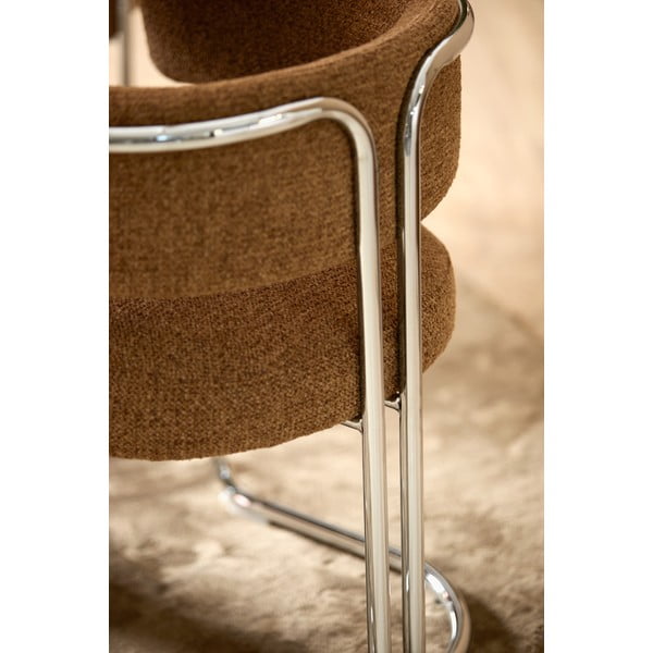 Scaun de sufragerie maro cu cotiere din metal Adante – Light & Living-image-3