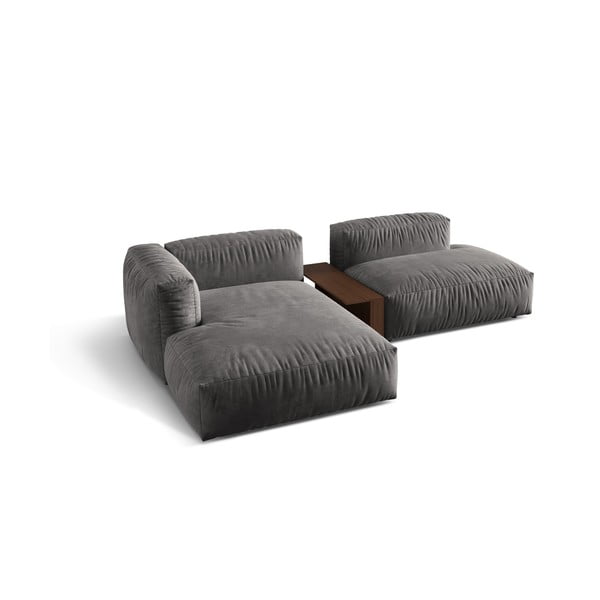 Colțar modular gri cu tapițerie din catifea (cu colț pe partea stângă/cu șezlong) Martina – Micadoni -image-2