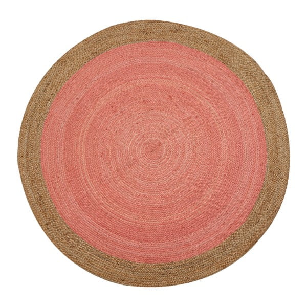 Covor din iută pentru exterior Native, ⌀ 200 cm, roz