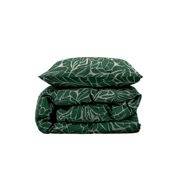 Lenjerie de pat verde din damasc pentru pat de o persoană/extinsă 140x220 cm Abstract leaves – Södahl