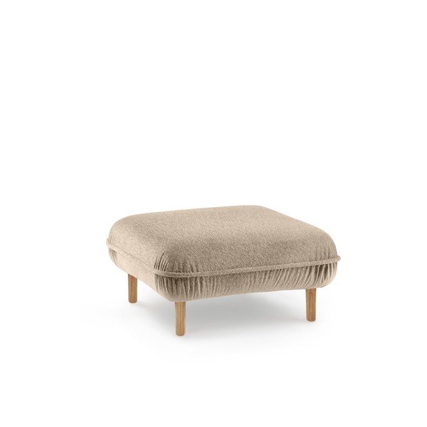 Taburet bej cu tapițerie din stofă bouclé Bean – EMKO-image-1