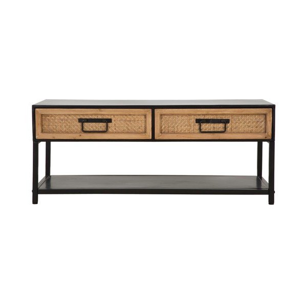 Comodă TV neagră/în culoare naturală din metal 95x38x38 cm Hanoi – Mauro Ferretti