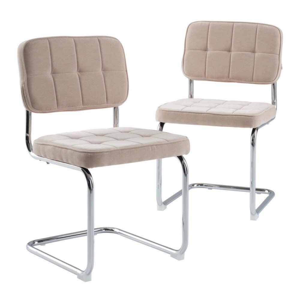 Scaune de dining bej balansoar 2 buc. din metal Heden – Jotex