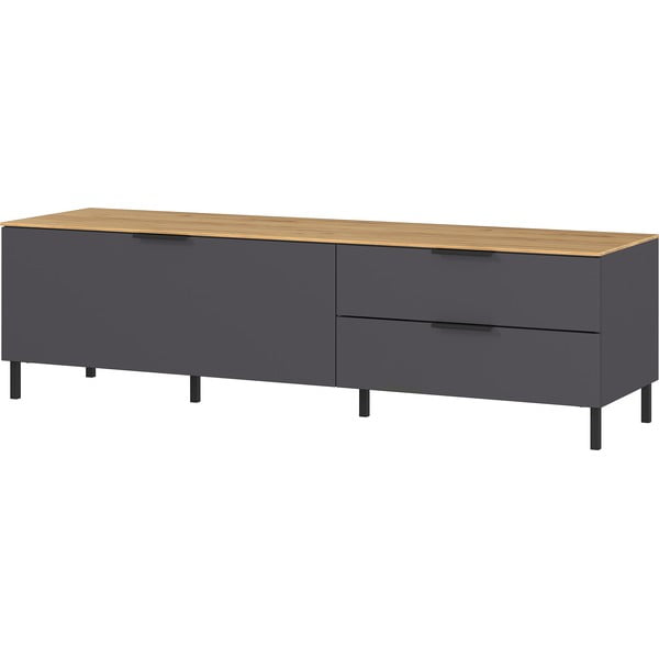 Comodă TV gri/aspect de lemn de stejar  164x47 cm California - Germania-image-2