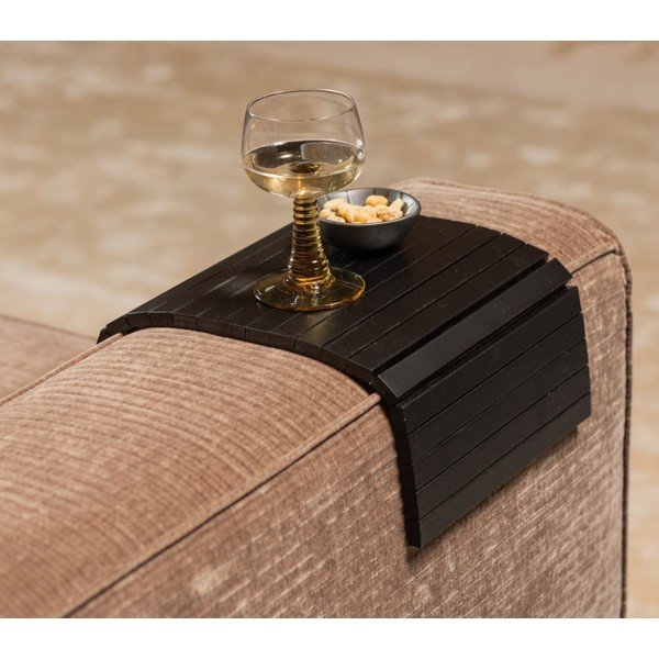 Cotieră flexibilă din lemn pentru canapea WOOOD Tray, negru-image-1