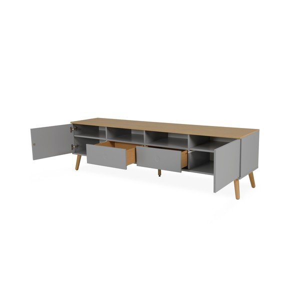 Masă TV cu detalii în decor de stejar Tenzo Dot, lățime 192 cm, gri-image-3