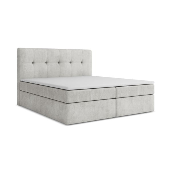 Pat boxspring argintiu cu spațiu de depozitare 140x200 cm Palta – Makamii