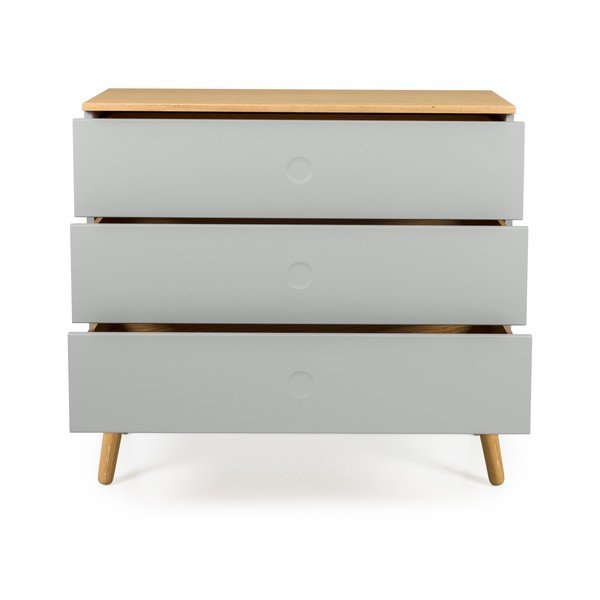 Comodă cu detalii în decor de stejar Tenzo Dot, 90 x 79 cm, gri-image-3