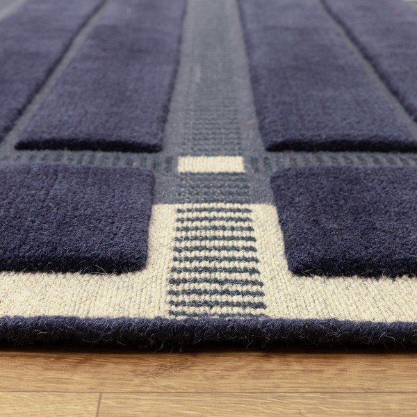 Covor albastru închis/bej țesut manual din lână 120x170 cm – Asiatic Carpets-image-3