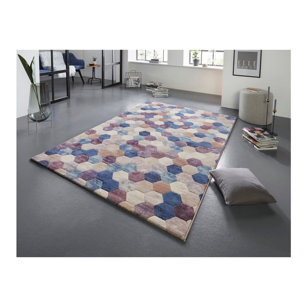 Covor Elle Decoration Arty Manosque, 80 x 150 cm, albastru - violet-image-1