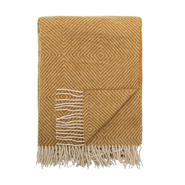 Pătură galbenă din amestesc de lână 140x200 cm Hoshi – Bloomingville