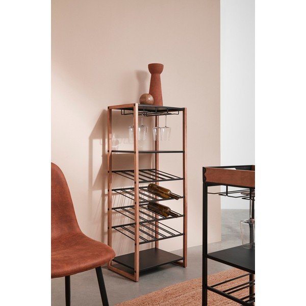 Dulap vinotecă negru/în culoare naturală din metal număr de sticle 20, 50x122x35 cm Isaac – Yes Everyday-image-1