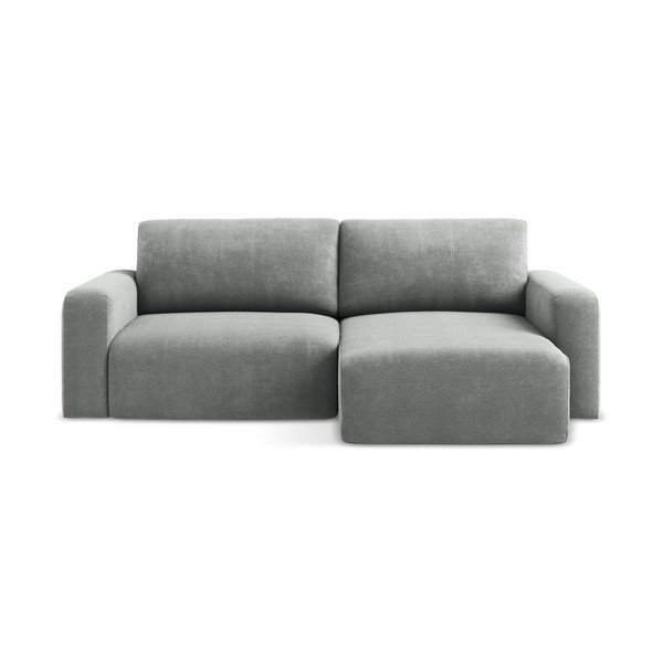 Colțar gri extensibil/cu spațiu de depozitare cu tapițerie din chenille (cu colț pe partea dreaptă/cu șezlong) Kona – Makamii