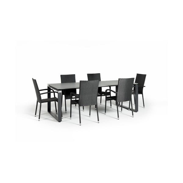 Set mobilier de grădină pentru 6 persoane cu scaune negre Paris și masă Strong, 100 x 210 cm-image-2