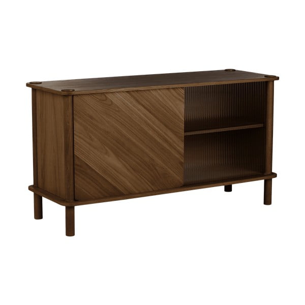 Vitrină maro din lemn de stejar cu ușă glisantă 135x73,5x48 cm Italic – UMAGE-image-2