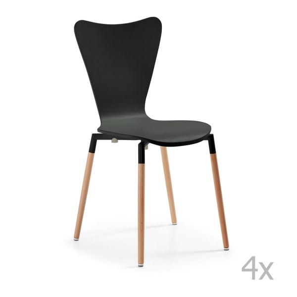 Set 4 scaune dining La Forma Eclectic, negru 