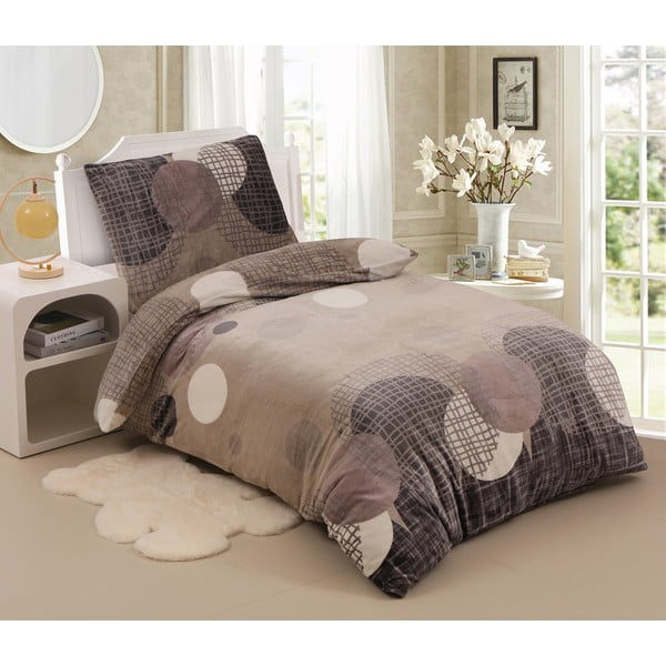 Lenjerie de pat maro din micropluș pentru pat dublu 220x200 cm – My House