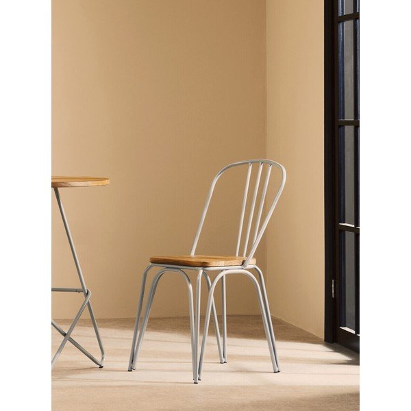 Scaun de dining gri/în culoare naturală din lemn de ulm District – Premier Housewares-image-1