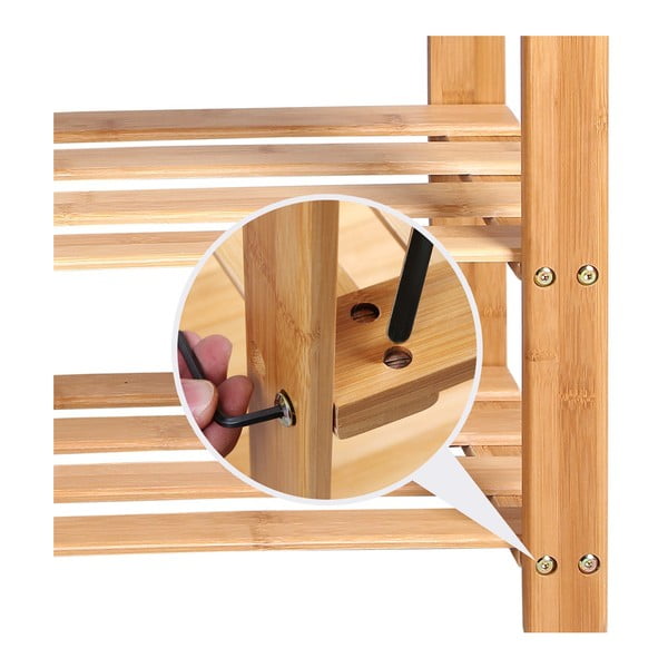 Raft din bambus pentru 8 perechi de pantofi Songmics, lățime 90 cm-image-2