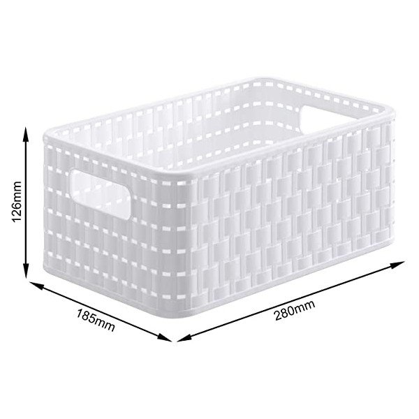 Coș de depozitare din plastic reciclat alb Country - Rotho-image-2