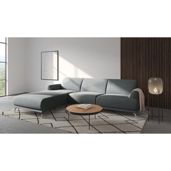 Colțar cu șezlong pe partea stângă MESONICA Puzo, gri deschis-image-1