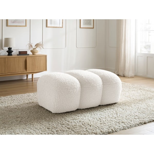 Taburet alb cu tapițerie din țesătură bouclé Hippolyte – Bobochic Paris-image-1