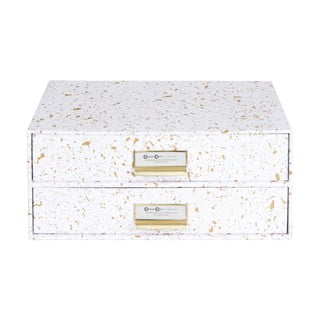 Cutie cu 2 sertare Bigso Box of Sweden Birger, auriu-alb