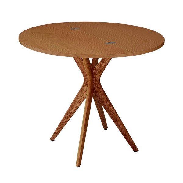 Masă de dining rotundă extensibilă cu blat cu aspect de lemn de  frasin  45x90 cm Jubi – Ragaba-image-2