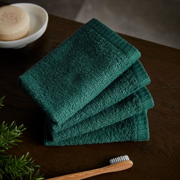 Prosoape verzi 4 buc. din bumbac cu uscare rapidă 30x30 cm Quick Dry – Catherine Lansfield-image-1