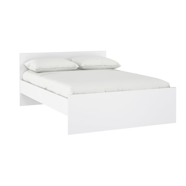 Pat matrimonial alb din  placă aglomerată de lemn fără somieră 140x200 cm Naia – Tvilum
