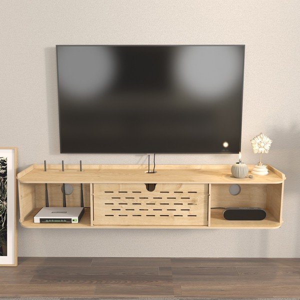 Comodă TV cu aspect de lemn de stejar 116,5x19,5 cm Sima – Kalune Design-image-2
