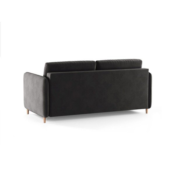 Canapea gri închis pentru dormitul zilnic cu tapițerie din catifea 184 cm – Micadoni -image-3