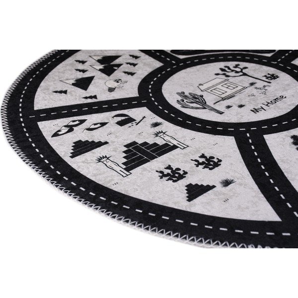 Covor de joacă pentru copii alb-negru lavabil ø120 cm My Home – Vitaus-image-2