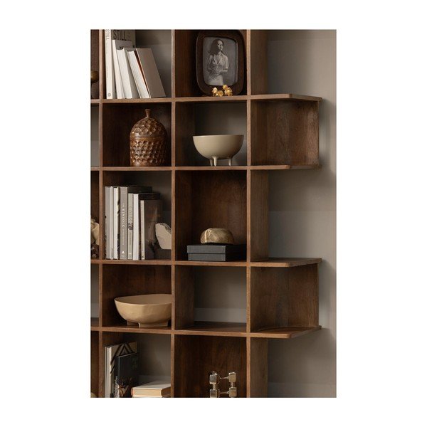 Bibliotecă maro închis din lemn de mango 130x180x35 cm Sinne – WOOOD-image-1