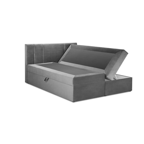 Pat boxspring 200x200 cm gri cu spațiu de depozitare Afra – Mazzini Beds-image-2