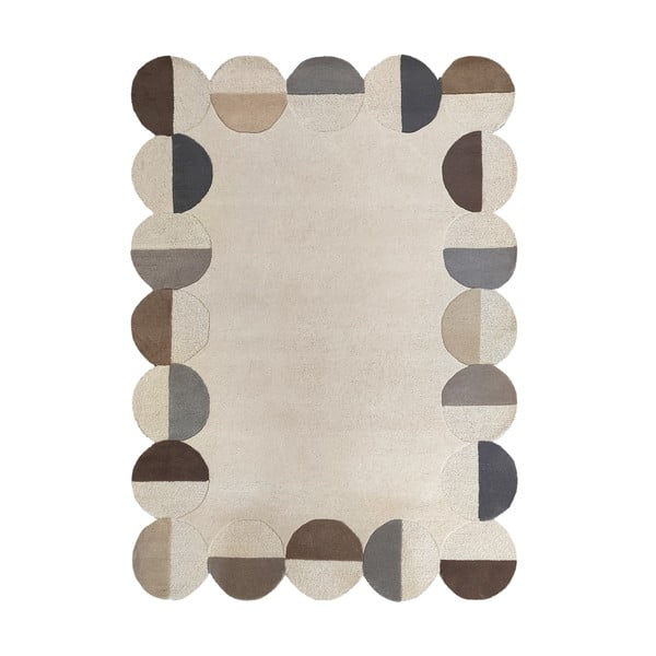 Covor grej țesut manual din lână 200x290 cm Mia Scallop Frame – Flair Rugs